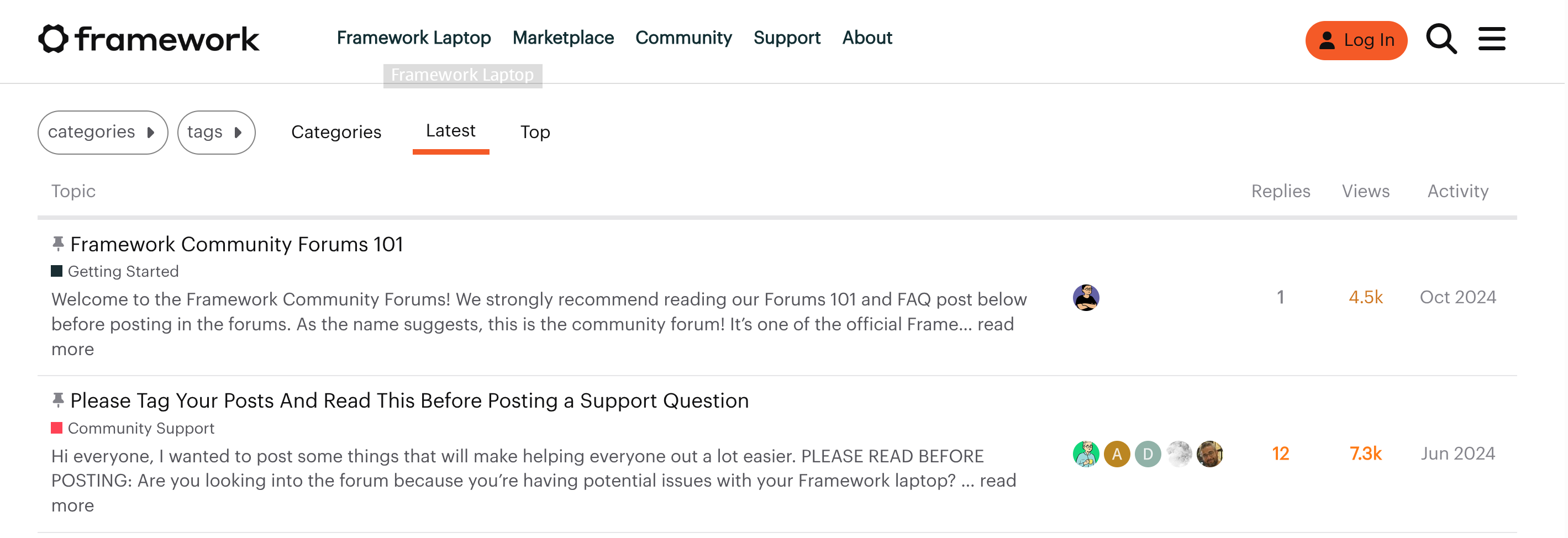 Framework Forum screenshot