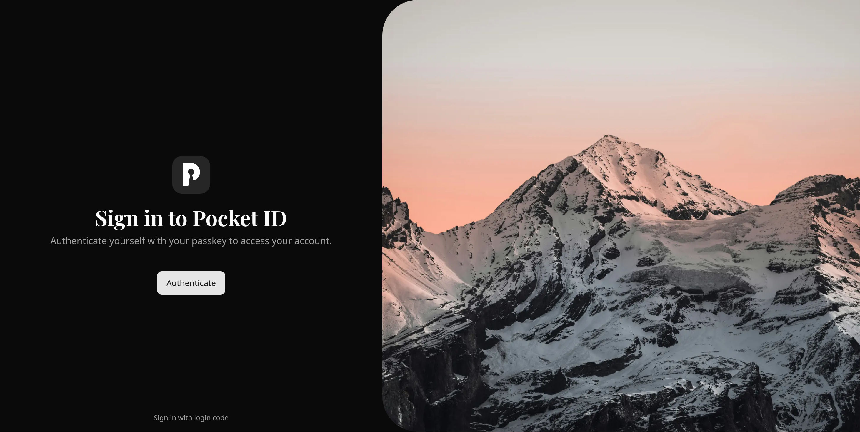 Authentication screen