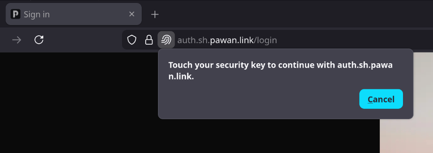 Security Key prompt