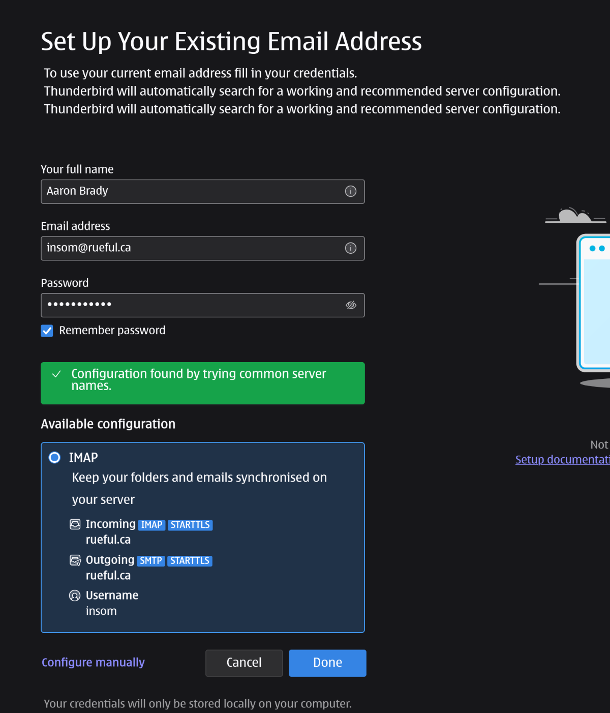 Thunderbird account page