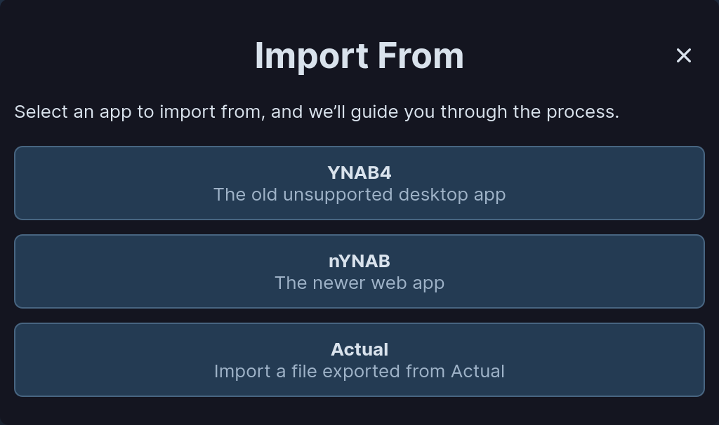 Import options