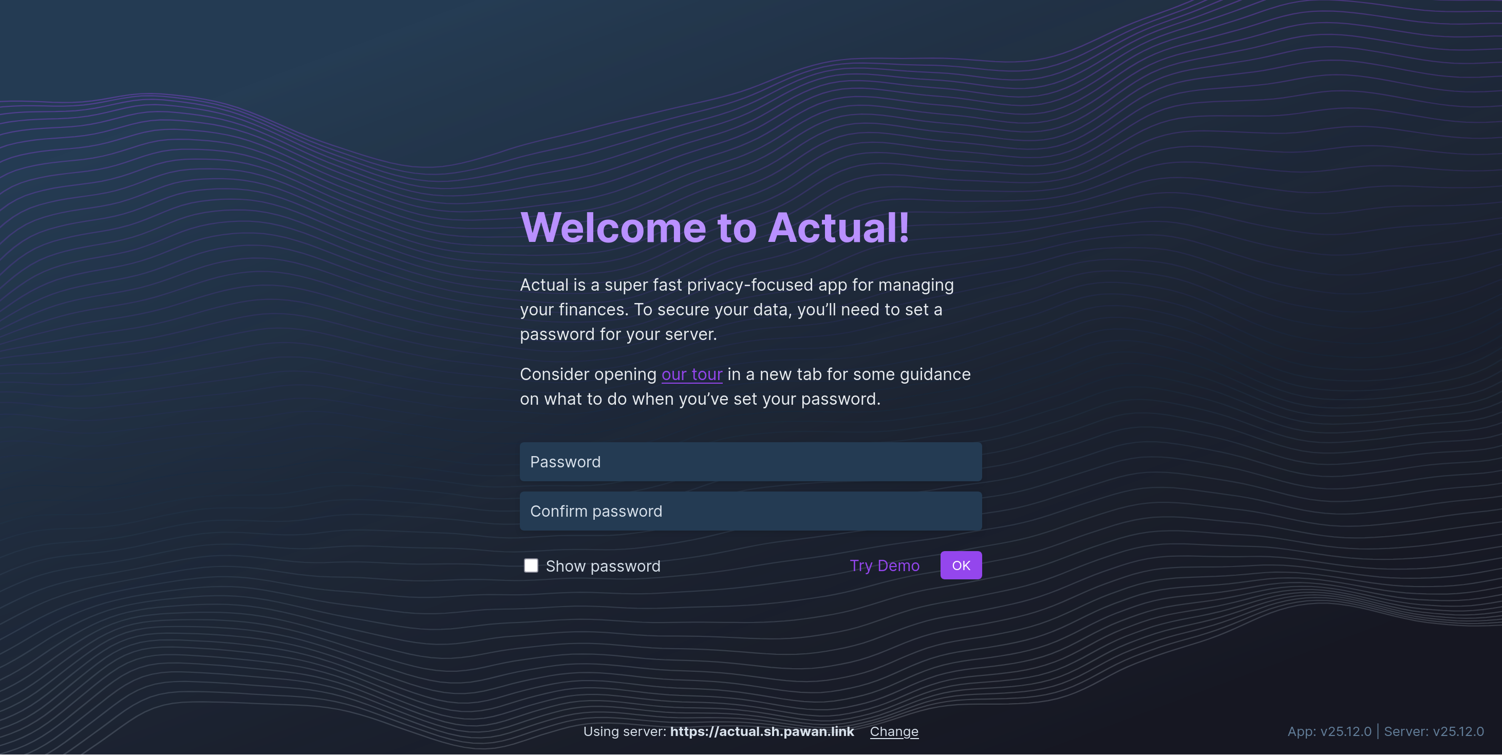 First time password setup