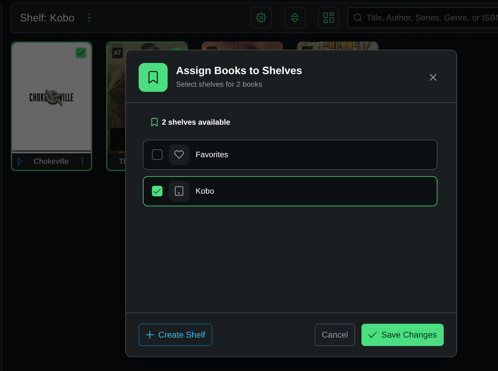 Kobo shelf assignment