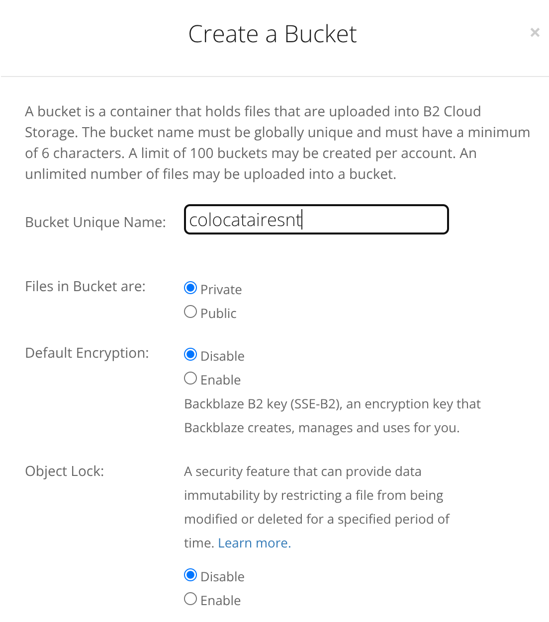 Really creating a bucket